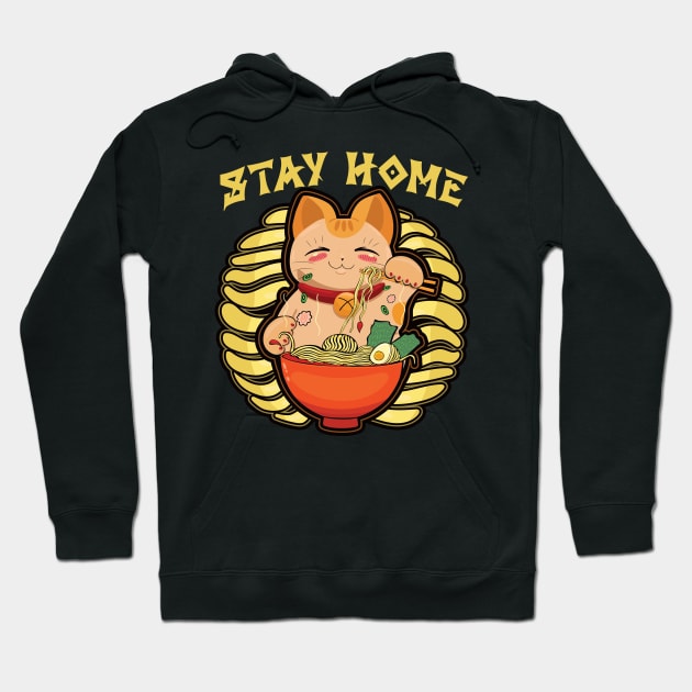 Stay Home Anime Kawaii Cat Hoodie by aneisha